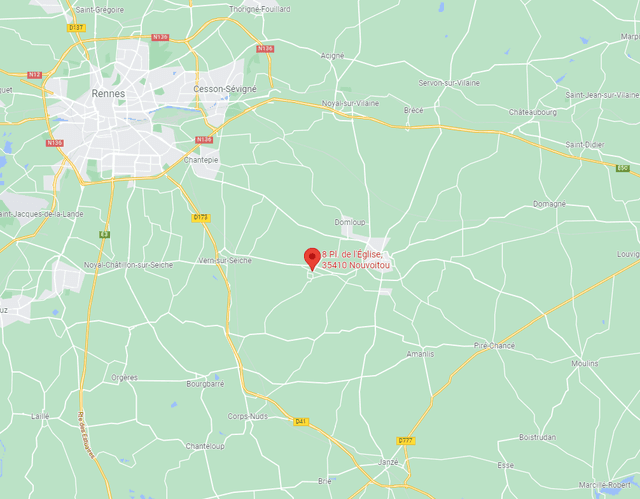 Plan d'accès au cabinet, 8 place de l'église à Nouvoitou